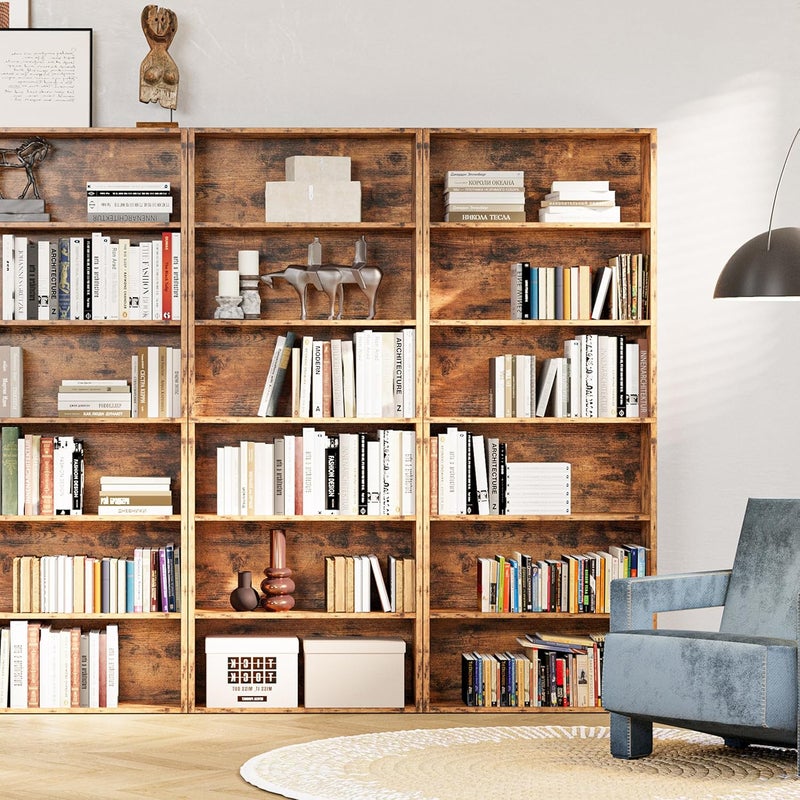 IRONCK Industrial Bookshelves and Bookcases Floor Standing 6 Shelf Display Storage Shelves 70 in Tall Bookcase Home Decor Furniture for Home Office, Living Room, Bed Room, Vintage Brown - Image 1